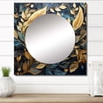 thumbnail image 1 of Designart "Wintery Charm of Black and Gold Leaves II" Leaves Square Mirror For Wall Decor - Large Gold Square Printed Wall Mirror Art - Square Traditional Mirror - Wall Mounted Square Large Mirror, 1 of 5