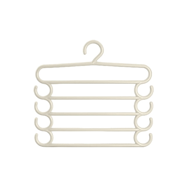 Dvruxg 5-Tier Multifunctional Pants Hanger Rack - Space Saving Closet Organizer for Pants, Belts & Ties - Durable Plastic Clips