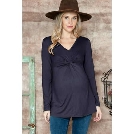 

Women s Maternity Long Sleeve Top with Front Knot