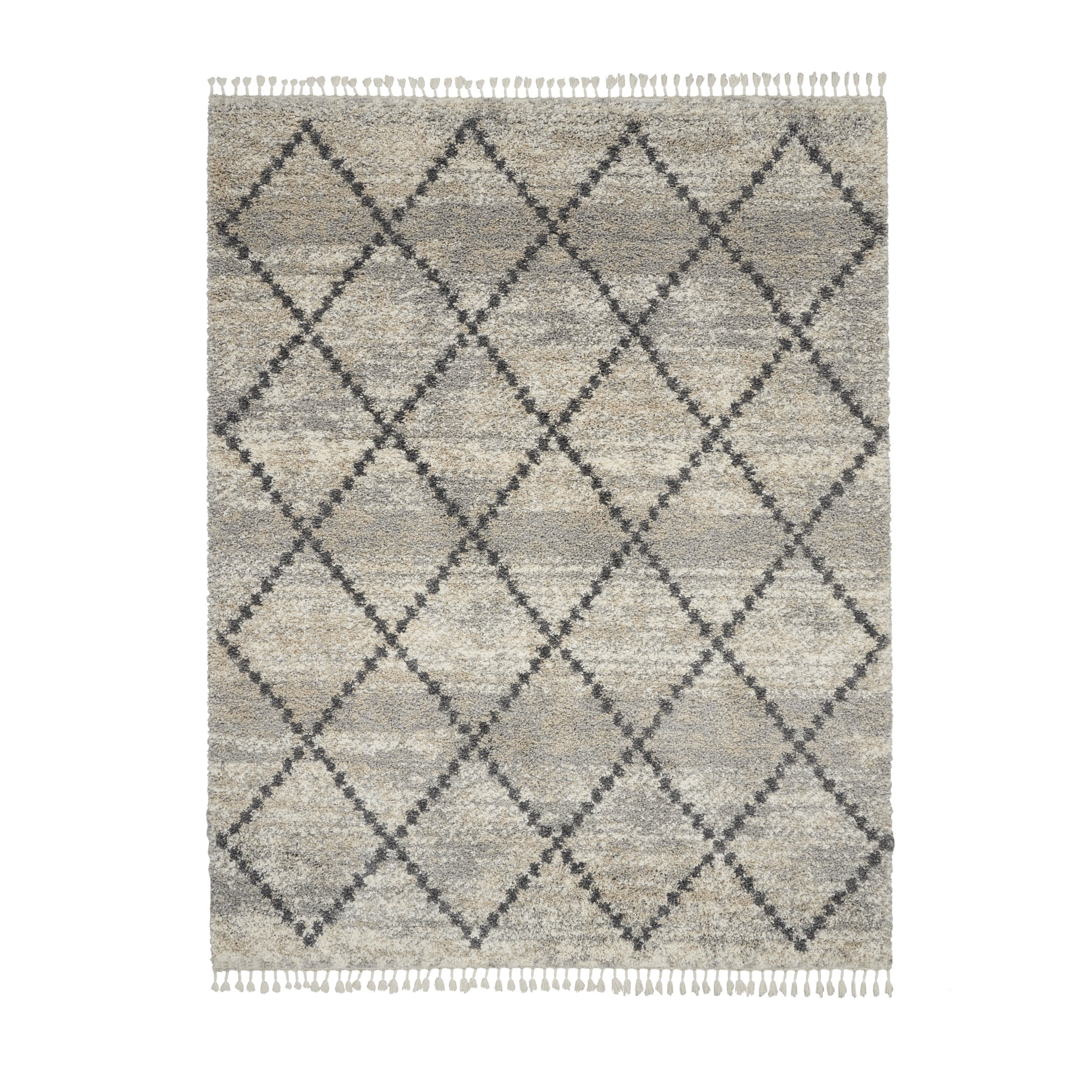 Nourison Oslo Shag 9' x 12' Silver Grey Shag Indoor Rug