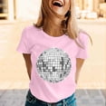 thumbnail image 2 of DGMIOCS Black and White Disco Ball Club Retro T-Shirt Women's Short Sleeve Casual Party T-Shirt Light Pink XL, 2 of 5