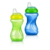 Nuby No Spill Easy Grip Trainer Cup 10 oz Pack of 2, Blue/Green