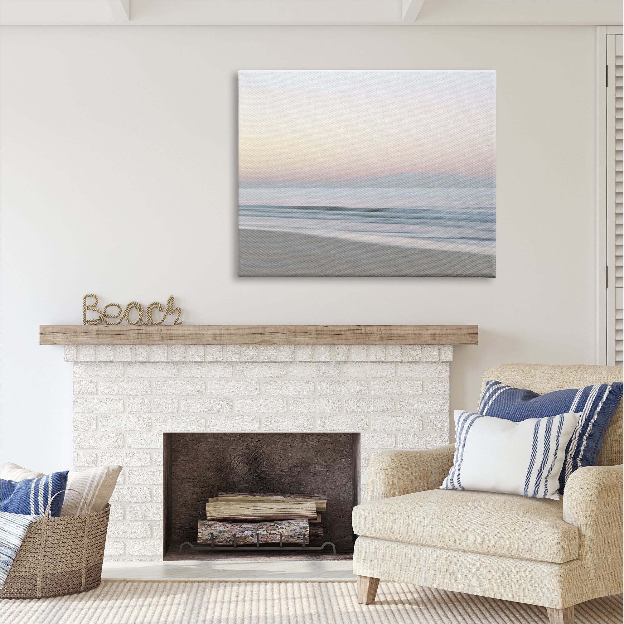 Stupell Industries Beach Shore Sunrise Landscape Painting Gallery Wrapped Canvas Art Print Wall Art, 48 x 36