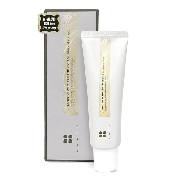 BRMUD Atocovery Mud Hand Cream #Musk of Sunset - Hidratante de manos perfumado - No graso, ligero - Alivio de la picazón con pantenol y ceramida 1.69 fl.oz.