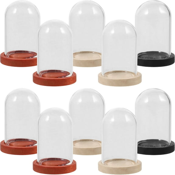 FONDOTIN 10-Pack Glass Display Dome Cloche, Round Cover for Craft Projects, Artists, Collectors, Home Decor