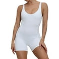 thumbnail image 2 of Wyongtao Women's Shorts Jumpsuits Backless Yoga Rompers One Piece Ribbed Spaghetti Strap Exercise Romper,White M, 2 of 7