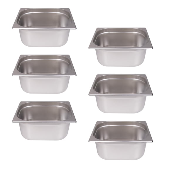 Hakka 6-Pack 1/2 Size Steam Table Hotel Pans 6 Inch Deep Stainless Steel