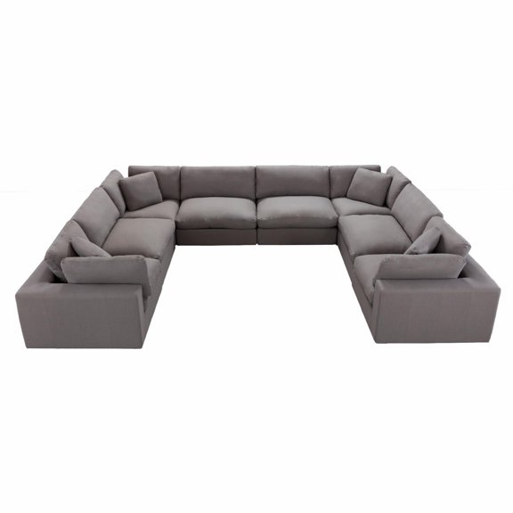 Roundhill Furniture Rivas Contemporary 8-Piece U-Sectional Sofa - Graphite