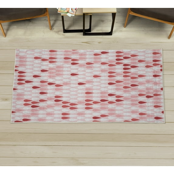 Nature Decorative Rug, Repeated Minimalist Rain Drops Splashes Tears of Earth Air Gravity Image Art, Quality Carpet for Bedroom Dorm and Living Room, 6 Sizes, Raspberry Rose, by Ambesonne