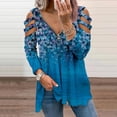 thumbnail image 2 of Moda Mujer Cuello en V Manga larga Tops Camiseta Estampado Cremallera Blusa suelta Pompotops gfhjh5378, 2 of 5