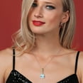 thumbnail image 4 of 925 Silver and 10K Yellow Gold Sky Blue Simulated Aquamarine and White Moissanite Pendant 2-Stone Necklace for Women | 6.23 Cttw | Gemstone March Birthstone | Cushion 12MM | With 18 inch Chain, 4 of 6