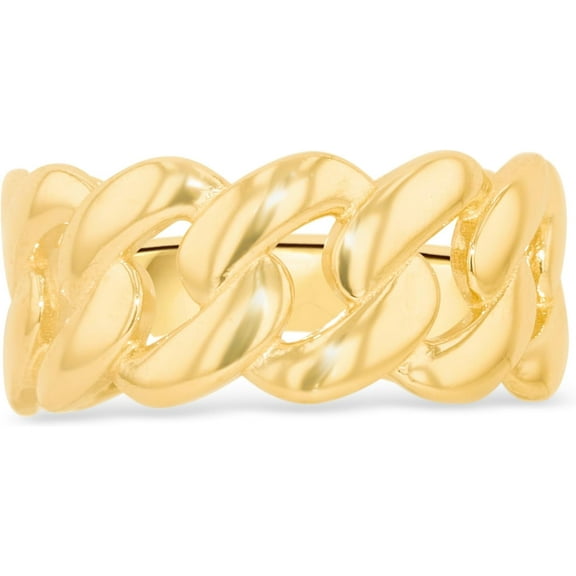 Floreo 10k Yellow Gold 10mm Cuban Link Ring, Sizes 4 - 13