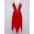 thumbnail image 4 of Yeahdor Kids Girls Shiny Faux Diamonds Lyrical Dance Dress Sleeveless Irregular Hem Leotard Figure Skating Costume Red 14, 4 of 7