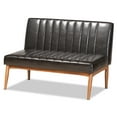 thumbnail image 3 of Baxton Studio Daymond Mid-Century Modern Dark Brown Faux Leather Upholstered and Walnut Brown Finished Wood 2-Piece Dining Nook Banquette Set, 3 of 8