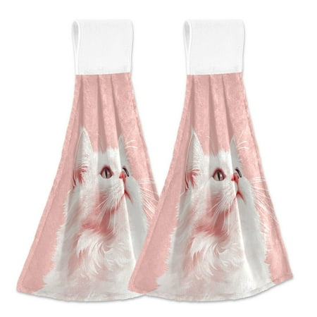 

2 Bathroom Towels Kitchen Towels 18.2x14In Velcro Hand Wipes Dish Cloths & Dish Towels Washroom Towels Face Towel Hand Wipes Cute White Cat