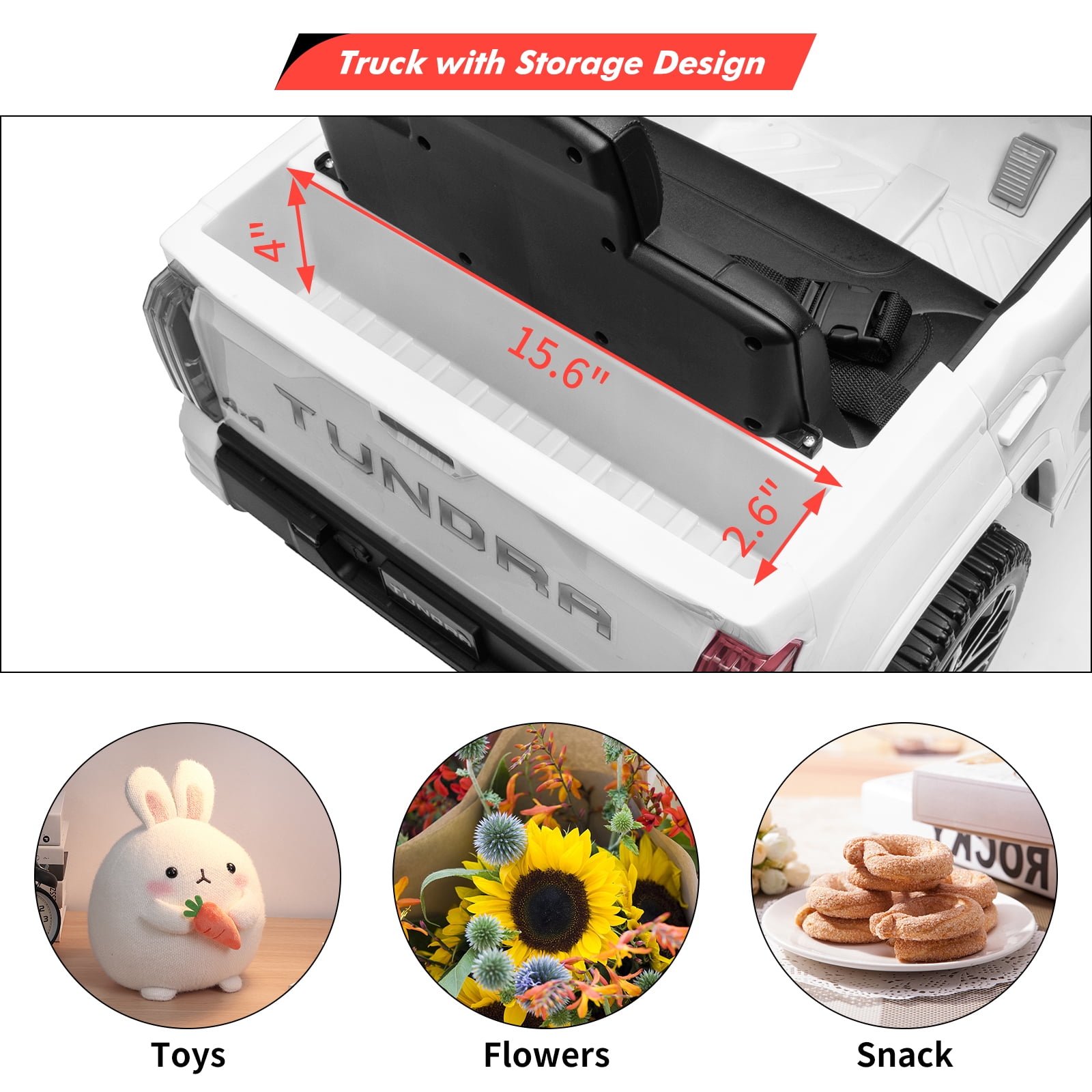 CazToi 12V Ride On Car  Licensed Toyota Tundra Remote Control Music Spring Suspension 3 Speeds LED Lights Gift for Ages 3+