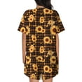 thumbnail image 6 of Balery Brown Plaid Sunflower Pattern Womens Pajama Sets 2 Piece Soft Short Sleeve Top and Shorts Sleepwear Round Neck Pjs Lounge Set with Pockets-XX-Large, 6 of 7