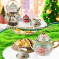 thumbnail image 6 of Wanchiy 20 Pack Porcelain Tea Set with Metal Holder,Flower Cup & Saucer for Party With Gold Flower Painting,European Teapot for Adults,Green, 6 of 7