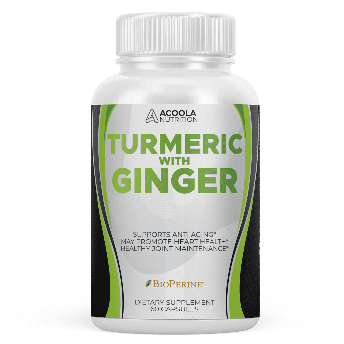 Acoola Turmeric Curcumin with Ginger & Apple Cider Vinegar, BioPerine Black Pepper, 95% Curcuminoids, Natural Joint & Healthly Inflammatory Support, Antioxidant Tumeric Supplement, Made in USA
