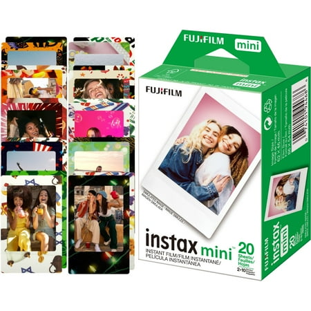 Fujifilm instax mini Instant Film (20 Exposures) + 20 Sticker Frames for Fuji Instax Prints Travel Package