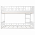thumbnail image 5 of Full XL-Over-Queen Size Wooden Kids/Teens Bunk Bed with Ladder and Guardrails, Minimalist Designed Detachable Bed Frame, 5 of 10