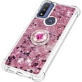 thumbnail image 4 of Glitter Clear Sparkly Bling Motorola Moto G Play 2023 Case for Women, Flowing Liquid Quicksand Cover with Diamond Ring Holder Case for Motorola G Play 2023  Rose Gold, 4 of 14