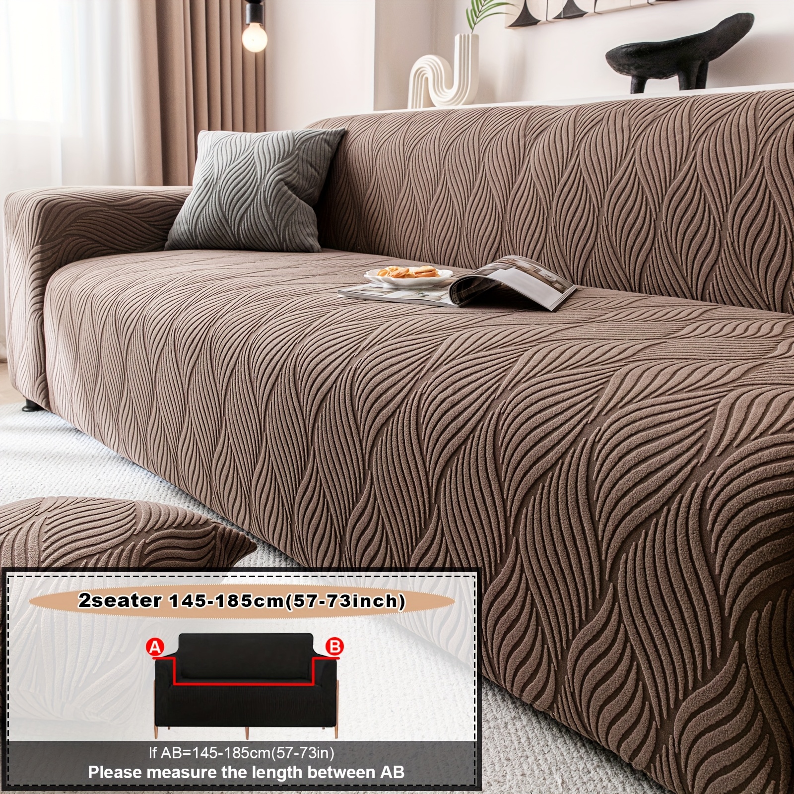 1PC Luxurious Jacquard Stretch Sofa Slipcover, Pet-Friendly Hairproof & Anti-Slip, All-Season Furniture Cover for Couch, Loveseat, Armchair, Sectional, Easy to Install & Wash