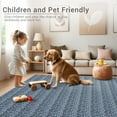 thumbnail image 5 of Tzou Print Braid Area Rugs 8' x 10' with Non-Slip Backing, Soft Low Pile Carpet for Dining Room(Blue), 5 of 7