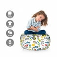 thumbnail image 2 of Race Car Storage Toy Bag Chair, Cartoon Style Speedometer Flag Trophy Steering Checkered Flag Mechanic Items, Stuffed Animal Organizer Washable Bag, Large Size, White Multicolor, by Ambesonne, 2 of 3