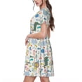 thumbnail image 2 of Naloa Cartoon Animals Print Womens Summer A-Line Dress with Pockets,Short Sleeve Dresses,Flowy Beach Swing Dress for Vacation Travel, 2 of 6