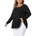 thumbnail image 4 of Agnes Orinda Women' s Plus Size Blouses Half Zip Up Long Sleeve Ruffle Shirts Solid Tops 2X Black, 4 of 6