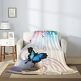 thumbnail image 2 of Throw Blanket for Couch Sofa and Bed, Butterfly In Blossoms Zen Super Soft Plush Throw Blanket, Fuzzy Cuteness Comfy Warm Washable Flannel Blanket & Throws for All Season, 2 of 5