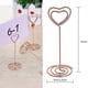 thumbnail image 1 of piezas de portatarjetas de mesa dorados con forma de corazón, clips para sujetar menús en espiral, soportes para números de mesa, 1 of 4