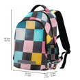 thumbnail image 2 of FORMRS Unisex Backpack Elementary School Travel Bookbag with Reflective Stripes, Pink Checkered Pattern, 2 of 7