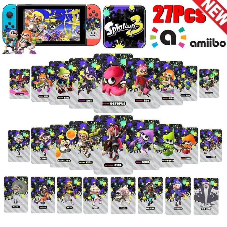 27Pcs Mini NFC Amiibo Game Cards for Splatoon 3, Switch OLED