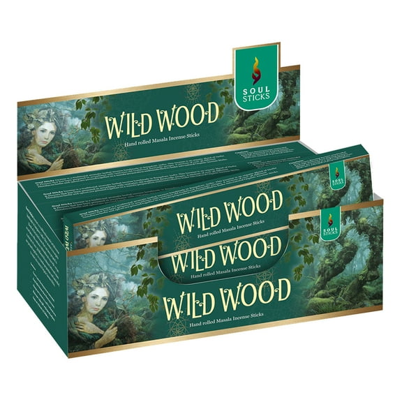 Soul Sticks Wild Wood | 12 Boxes of Hand Rolled Natural Incense Sticks for Space Clearing Smudging Removing Negative Energy | Bulk Incense
