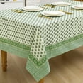 thumbnail image 4 of 60'''' x 84'''' Cotton Tablecloth Handmade Cotton Floral Tablecloth Washable Print Rectangle Table Cover with Dust Proof Wrinkle Resistant for Kitchen Dining Party Buffet(Green,Emerald Green), 4 of 6