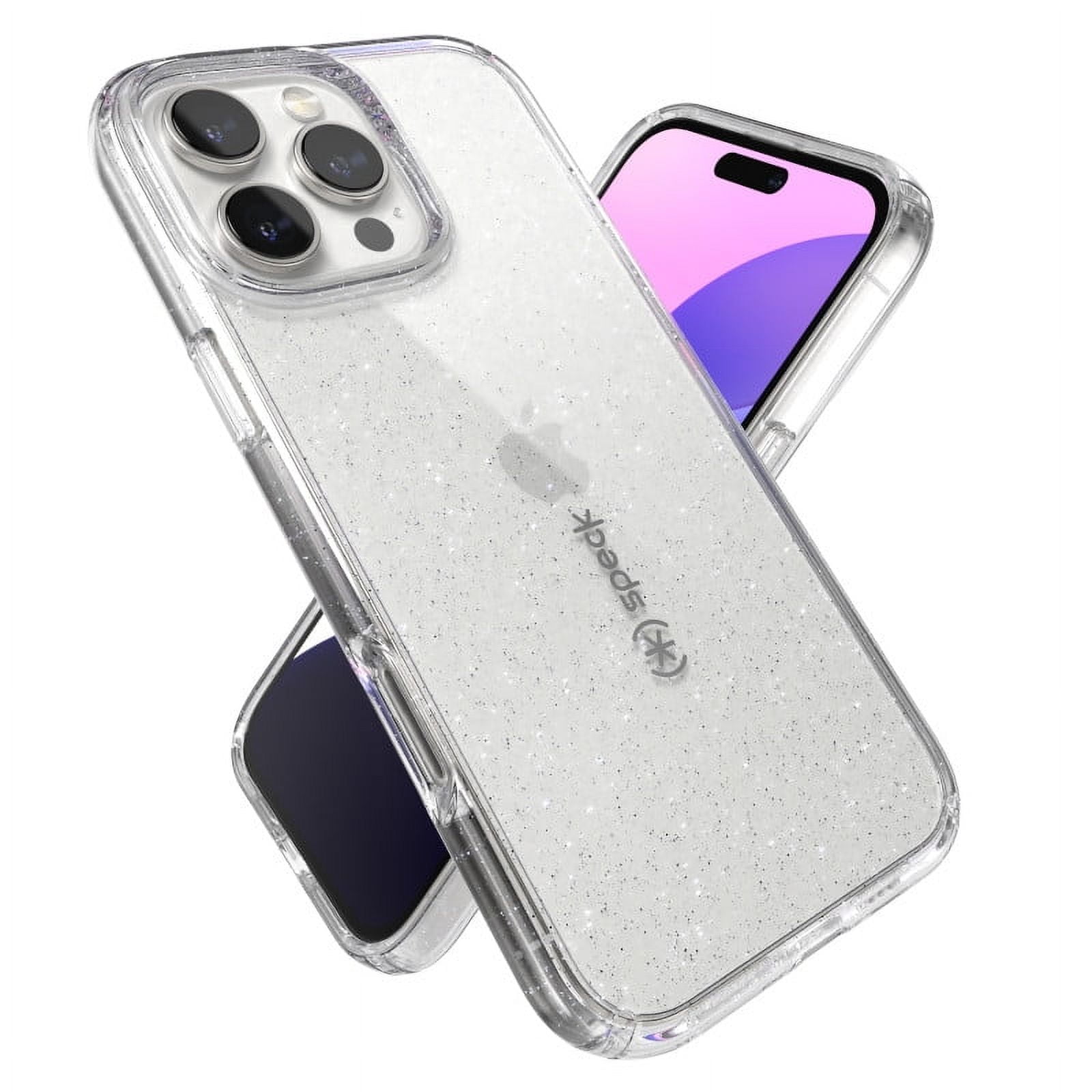 Speck iPhone 16 Pro Max Gemshell Lux in Clear and Platinum Glitter