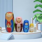 Polished Childlike Five-Layer Russian Nesting Doll - Regional Style Cartoon Matryoshka Toy - Kindergarten