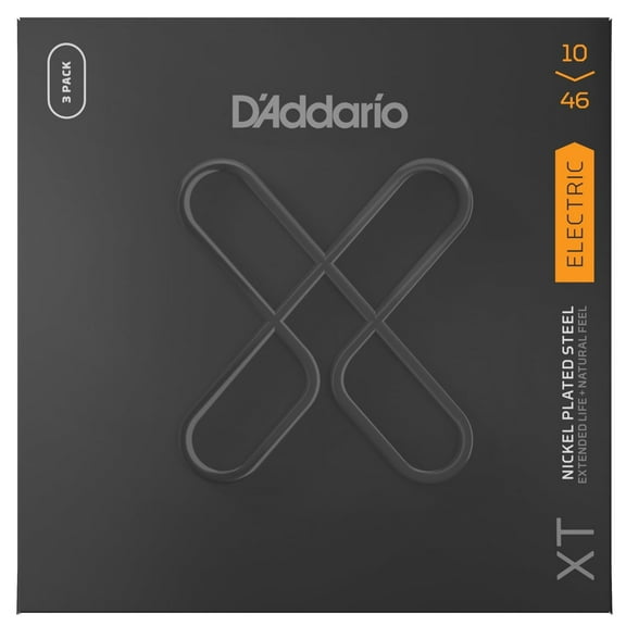 D'Addario XTE1046 XT Nickel Wound Electric Guitar String Set, Regular Light, 10-46 Gauge, 3-Pack