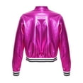 thumbnail image 3 of Riismen Kids Girls Metallic Bomber Jacket Coat Zip Up Outerwear Jazz Hip Hop Modern Dance Top Rose 16, 3 of 7