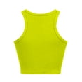 thumbnail image 5 of Women Summer Tops Short Tops Solid Women's Vest Color Sleeveless Tank Neck Round Women's Blouse Cheer Workout Shirts Workout Top Women Creme Color Casual Cute plus Size Bra Shelf Camisole Light Green, 5 of 5