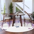 thumbnail image 4 of Round Area Rug 5 Ft, Wisteria Washable Non-Slip Circle Carpet for Living Room/Bedroom, Purple Flowers Butterflies Vintage Spring Low-Profile Runner Mats Collection Rugs for Indoor, 4 of 7