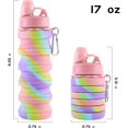 thumbnail image 2 of Botella de agua deportiva plegable arcoíris para niños, estudiantes, reutilizable, de silicona, sin BPA, para viajes, acampadas, senderismo, 2 of 5