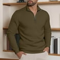 thumbnail image 2 of Ecqkame Men's Quarter Zip Pullover Sweatshirts Stand Up Collar Casual Long Sleeve Pullover Solid Color Casual Tops Army Green XXXL, 2 of 6