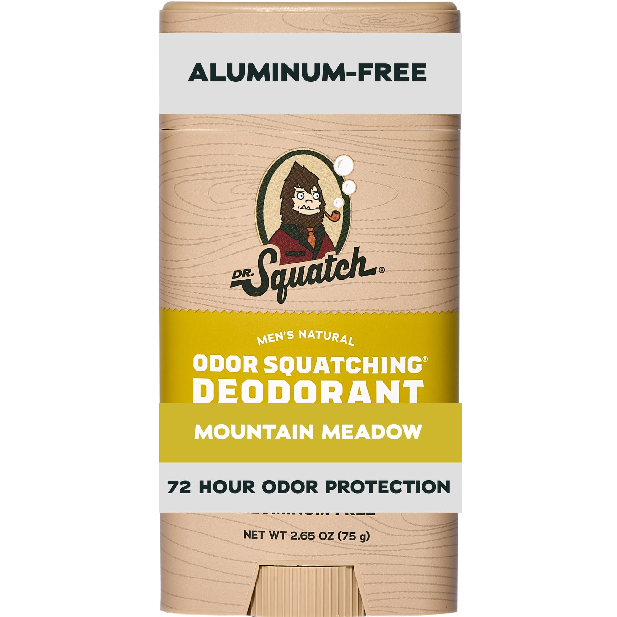 Dr. Squatch Mens Aluminum Free Deodorant, Natural Deodorant for Men, Mountain Meadow, 2.65 Oz