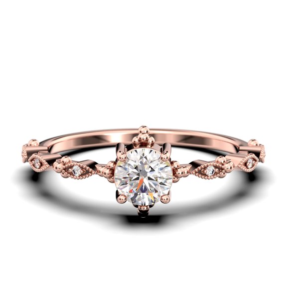 Dazzling Boho & hippie 1.25 Carat Round Diamond Moissanite Engagement Ring, Wedding Ring in 925 Sterling Silver With 18k Rose Gold Plating, Affordable Gift For Woman, Promise Ring, Anniversary Gift