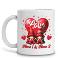 thumbnail image 2 of Lotusprinthandmade Personalised Name Gnomes  Valentine's Day White Ceramic Mug (15oz) (Made In US), 2 of 3