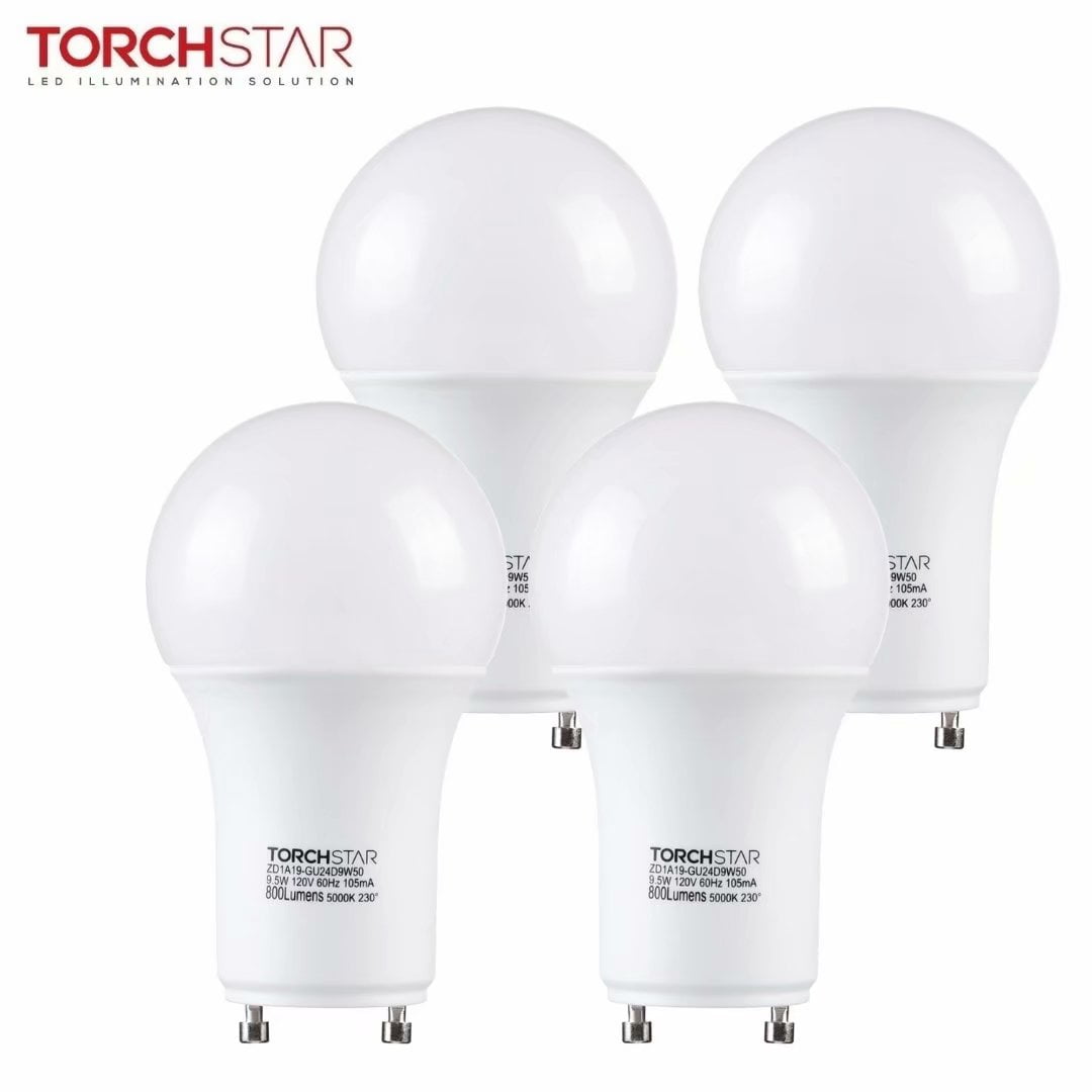 TORCHSTAR Dimmable 9.5W GU24 Base A19 LED Light Bulb, UL & Energy Star