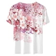 thumbnail image 4 of ADSSDQ Womens Blouses Dressy Casual Summer Yoga Tops Short Sleeve Hiking Shirts Women Oversized O Neck Floral Printed Oversized Tshirts Spring Teacher Sweatshirt Pink XL, 4 of 4
